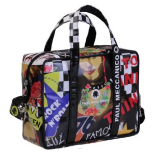 RECTANGULAR WOMEN'S BAG "STREET ART - LA GIOCONDA". MODEL PINCA MADE OF LORRY TARPAULIN.