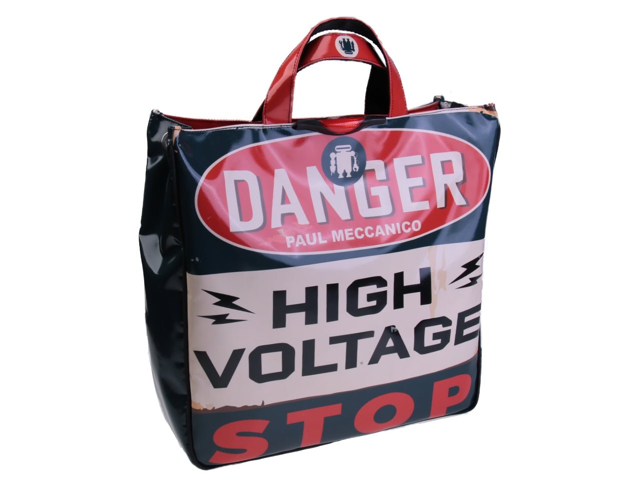 MAXI TOTE BAG "HIGH VOLTAGE". MODEL AIRSTONE MADE OF LORRY TARPAULIN.