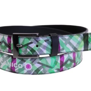 WHITE AND GREEN WOMEN'S BELT MADE OF LORRY TARPAULIN.