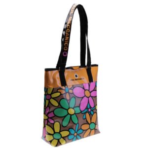 MULTICOLOUR MAXI SHOPPER BAG FLORAL FANTASY. MODEL SELZ MADE OF LORRY TARPAULIN.